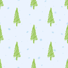 Fototapeta na wymiar Christmas seamless pattern. Light green Christmas tree.