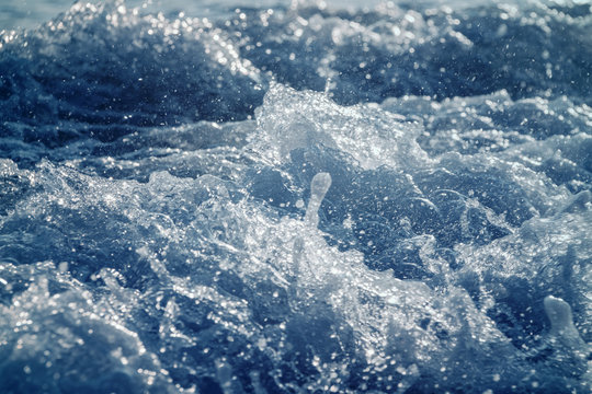 Restless water. Waves. Tur- bulent the sea