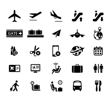 Airport icon set vector