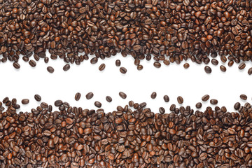 Coffee beans isolated on white background,white space can be widen
