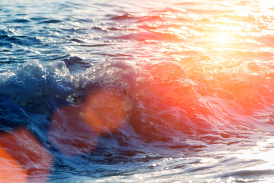 Restless water. Waves. Tur- bulent the sea