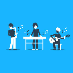 Jazz band performance. Bright attractive illustration for a cover or poster.
