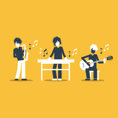 Jazz band performance. Bright attractive illustration for a cover or poster.