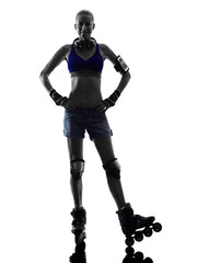 Obraz na płótnie Canvas woman in roller skates silhouette