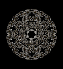 White ornament on a black background