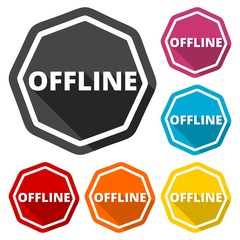 Offline green icons set with long shadow