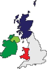 Simplicity line of United Kingdom and Ireland map on white background. Vector illustration.