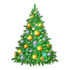 Beautiful christmas tree with decorations.