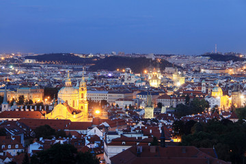 Obraz premium Night Prague City with St. Nicholas' Cathedral, Czech Republic
