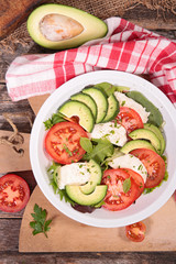 avocado,tomato and mozzarella salad