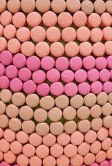 Rows of colorful macaroons