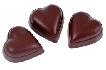 Trois cœurs en chocolat 