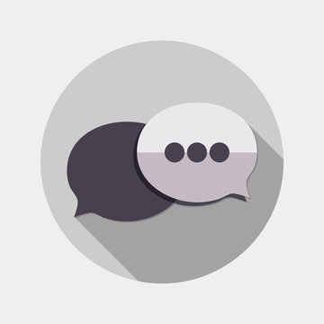 Flat design bubble dialogue icon with long shadow
