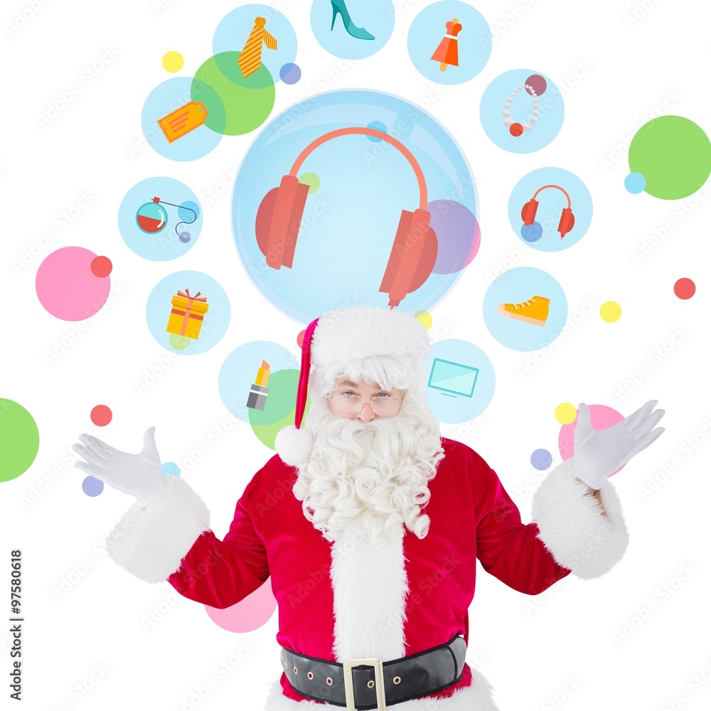 Poster composite image of portrait of perplexed santa