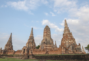 Fototapeta na wymiar Wat Chaiwattanaram old ruins temple in Ayutthaya national historical Park , Thailand.