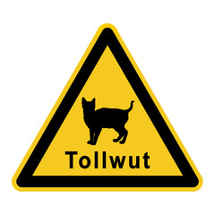 wso233 WarnSchildOrange - Katze - Warnung vor Tollwut - g4094 - obrazy, fototapety, plakaty