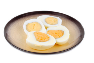 eggs on plate isolated on white