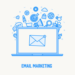 email infographic concept thin blue line design