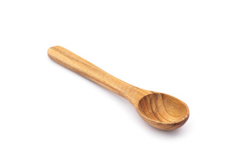 Wood spoon on white background
