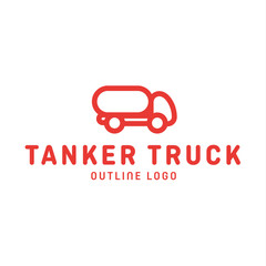 Truck trending an outline line quality vector logo style flat art