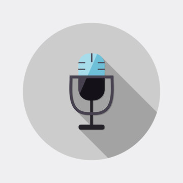 Flat design microphone icon with long shadow