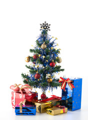gift box and christmas tree