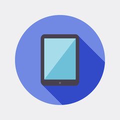 Flat design tablet icon with long shadow