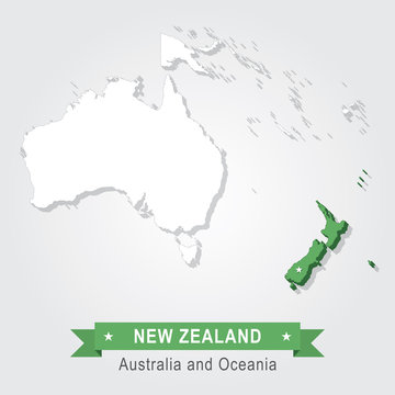 New Zealand. Australia and Oceania map.