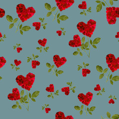seamless pattern red heart rose petals