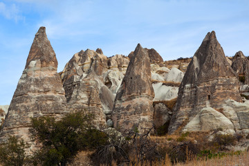 Fototapeta na wymiar Unique geological formations in Cappadocia, Central Anatolia, Turkey