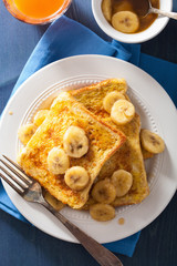 french toasts with caramelized banana for breakfast