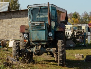 old tractor in the village