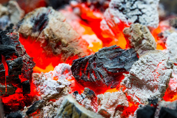 Burning charcoal