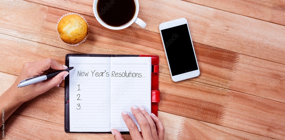 Poster composite image of new years resolution list
