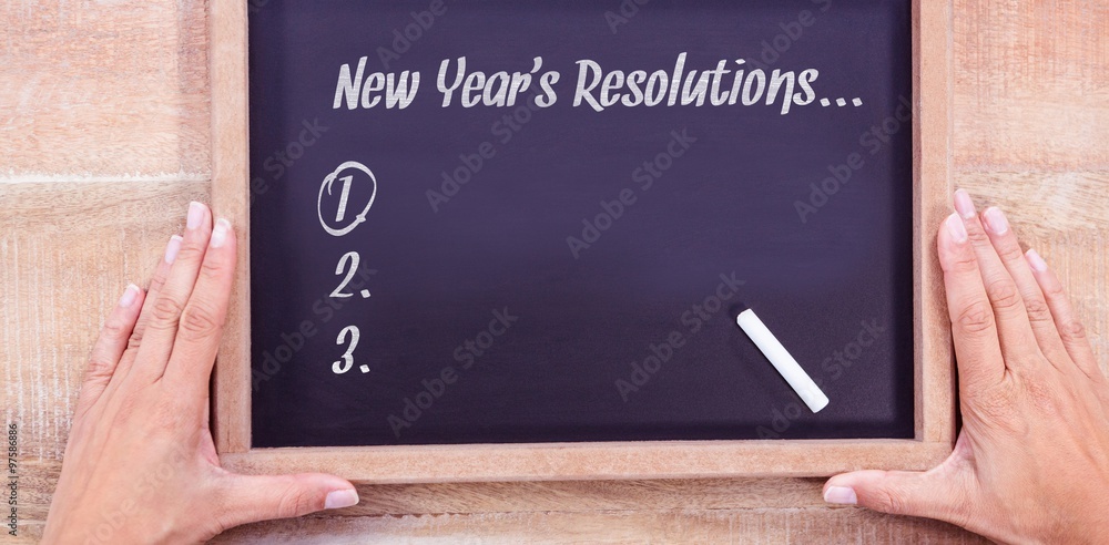 Poster Composite image of new years resolution list