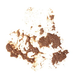 drops of mud sprayed isolated on white background, with clipping path