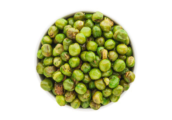 Peanut in a white bowl isolated, Clipping path