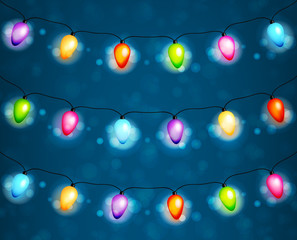 Christmas light bulbs garlands background