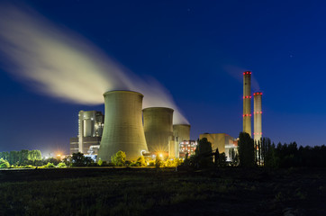 Coal Power Station At Night