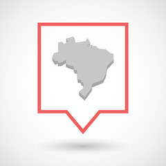 Isolated tooltip line art icon with  a map of Brazil