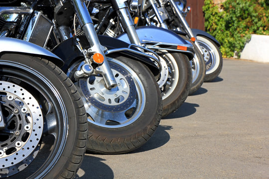 Motorcycles parked