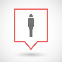 Isolated tooltip line art icon with a female pictogram
