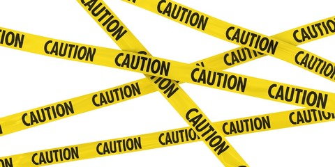 Yellow CAUTION Barrier Tape Background Isolated on White