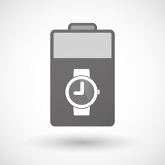 Isolated battery icon with a wrist watch