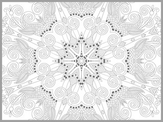 Fototapeta premium unique coloring book page for adults - flower paisley design