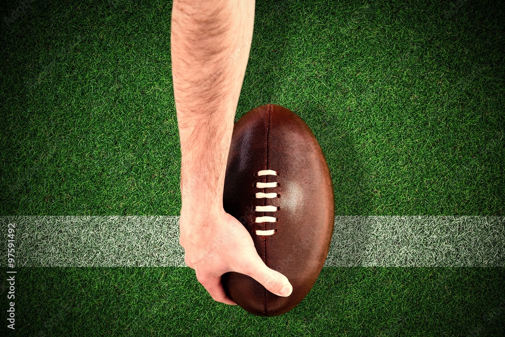 Poster composite image of a rugby player doing a touchdown
