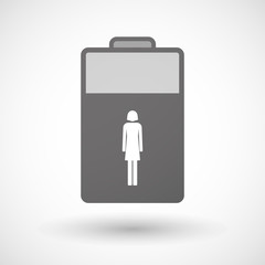 Isolated battery icon with a female pictogram