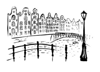 Obraz premium Amsterdam canals and houses