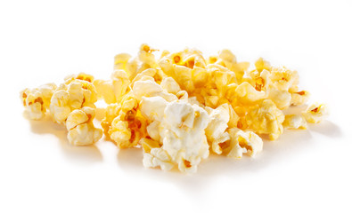 Popcorn on the white background