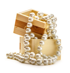 Small wooden chest with white pearl